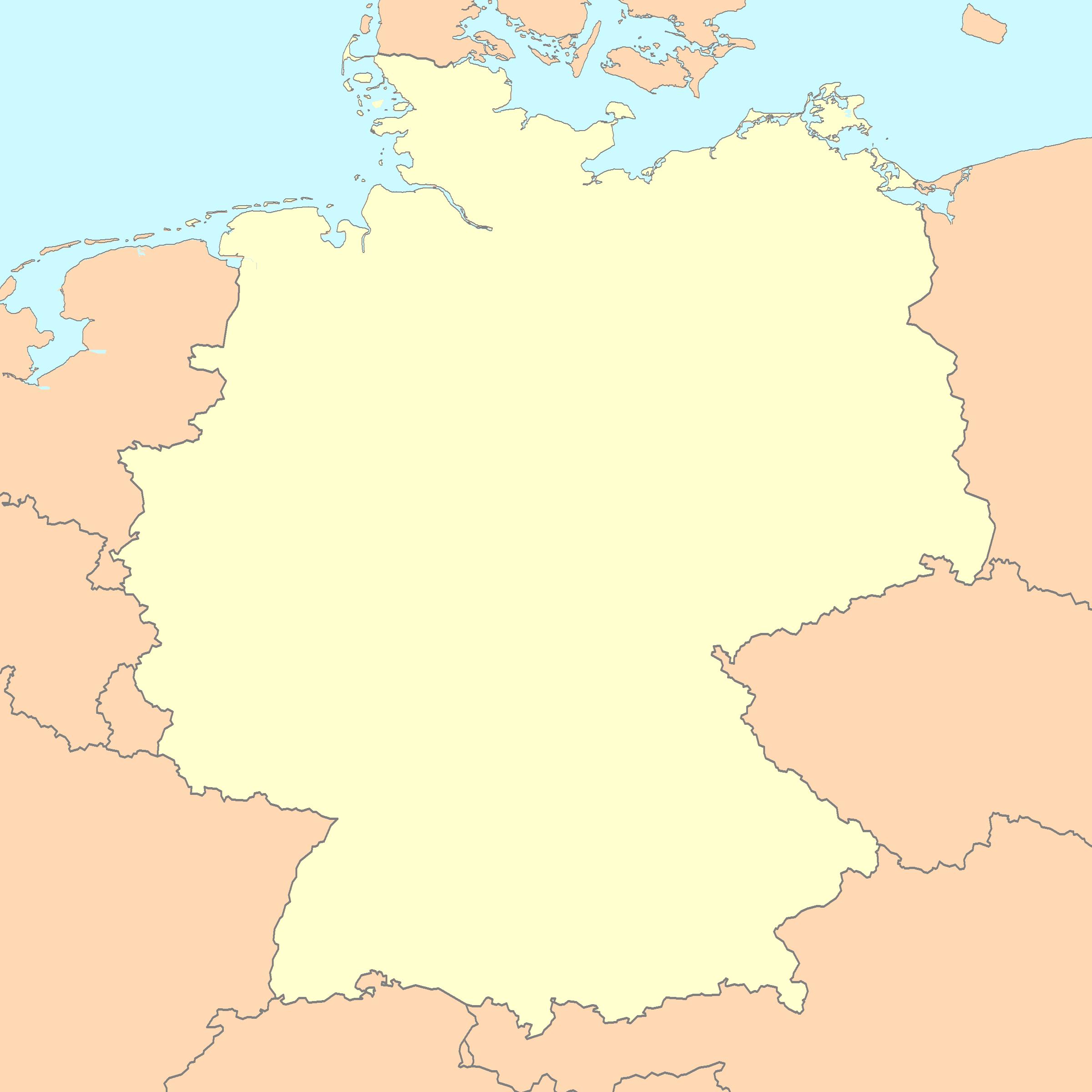 Carte vierge de l'Allemagne - Carte de l'Allemagne vide (Europe de l'Ouest  - Europe)