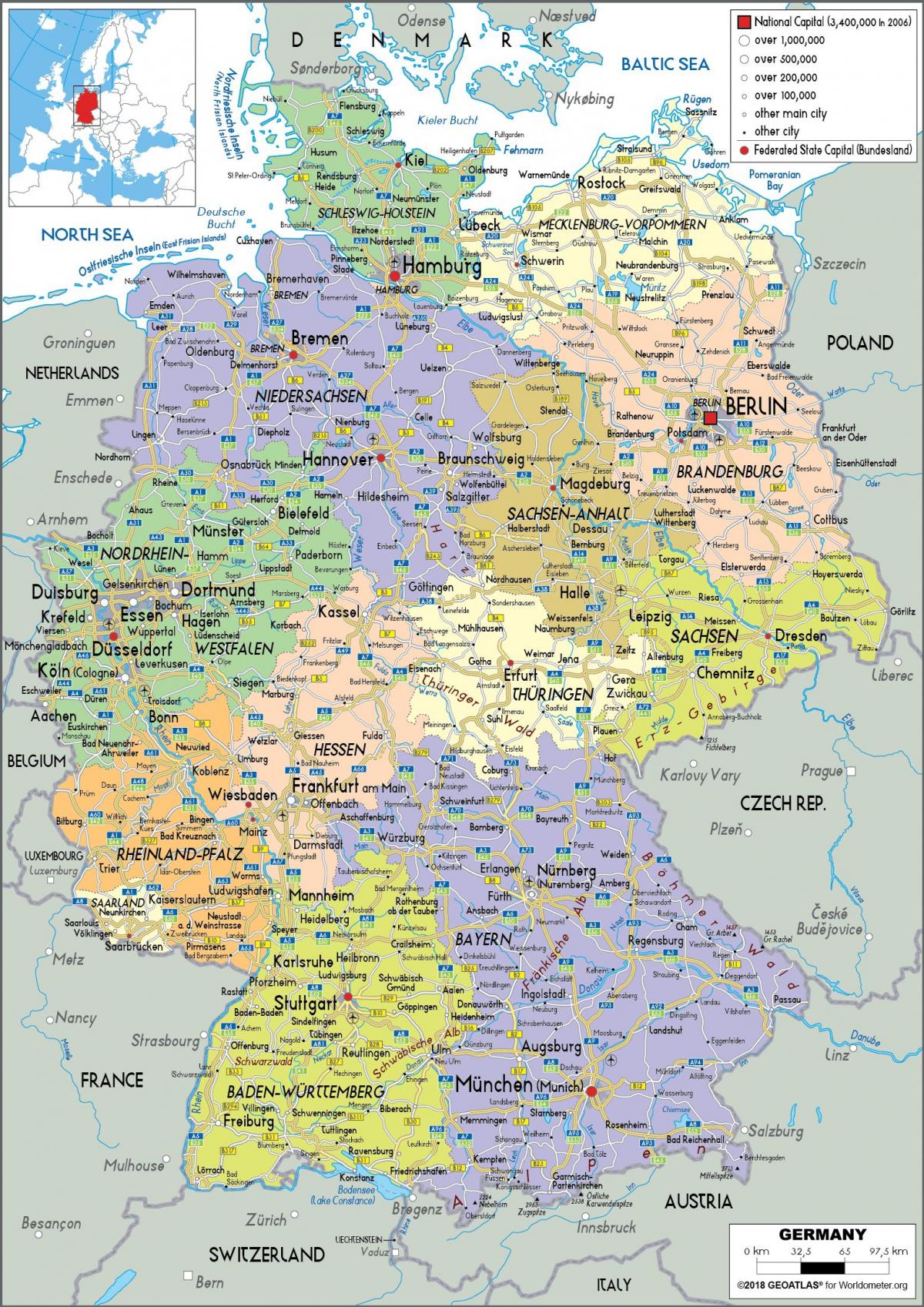 carte de l'Allemagne et les villes