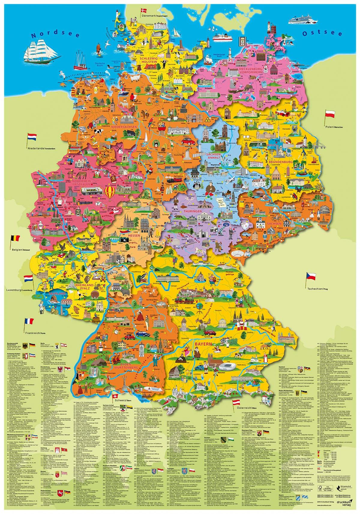 la carte touristique de l'Allemagne avec les villes