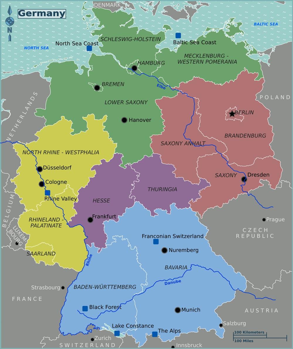En allemagne sur une carte