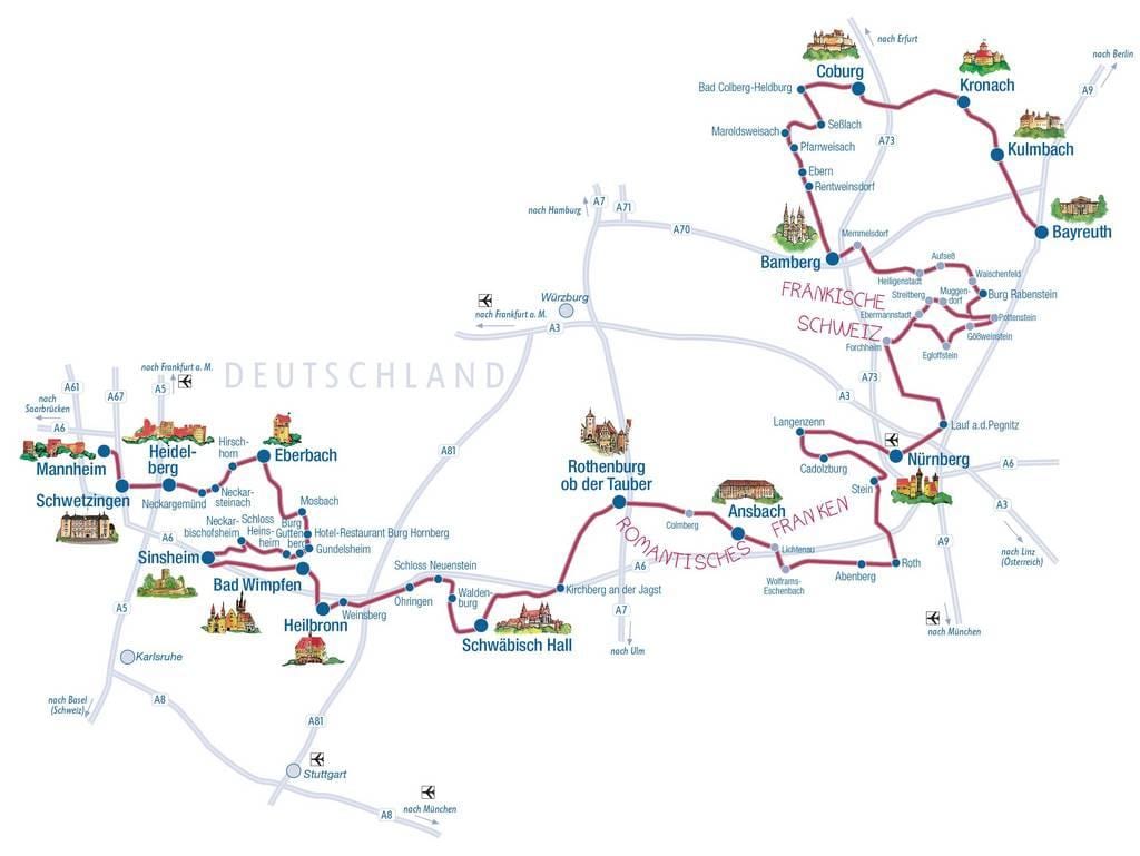 château de route de l'Allemagne de la carte