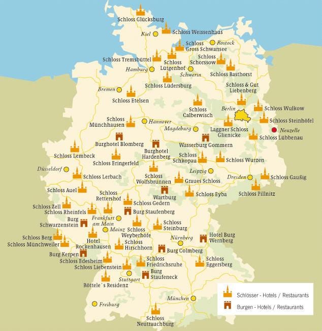 carte de l'Allemagne châteaux