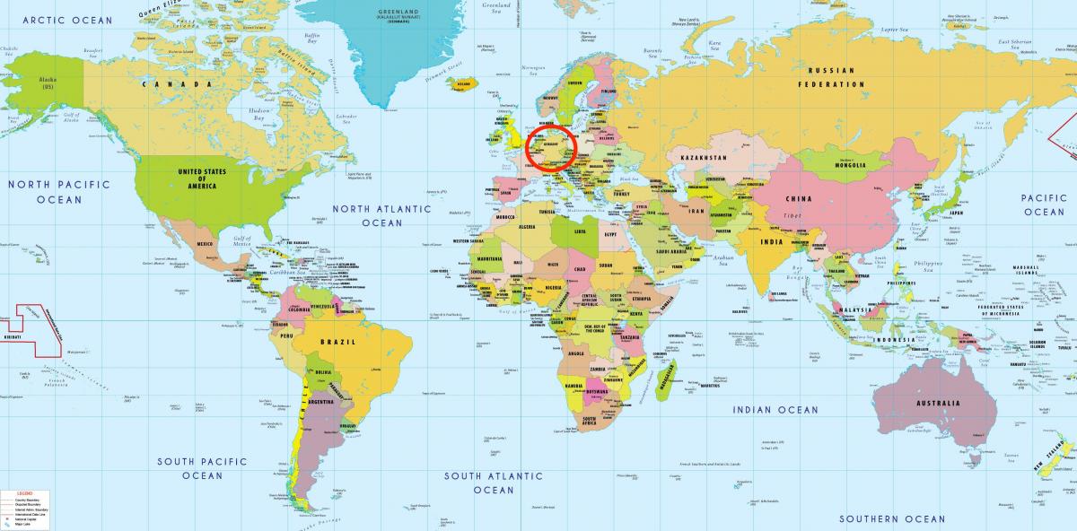 Carte allemagne dans la carte du monde