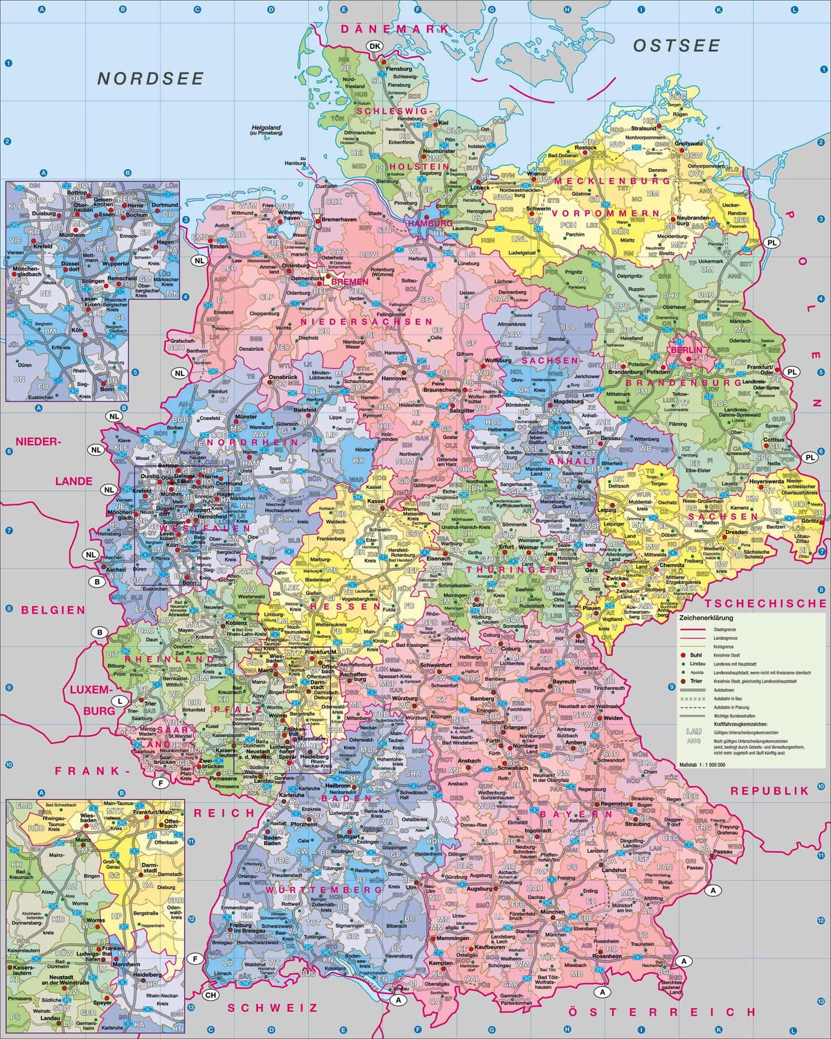 carte de l'Allemagne de grandes