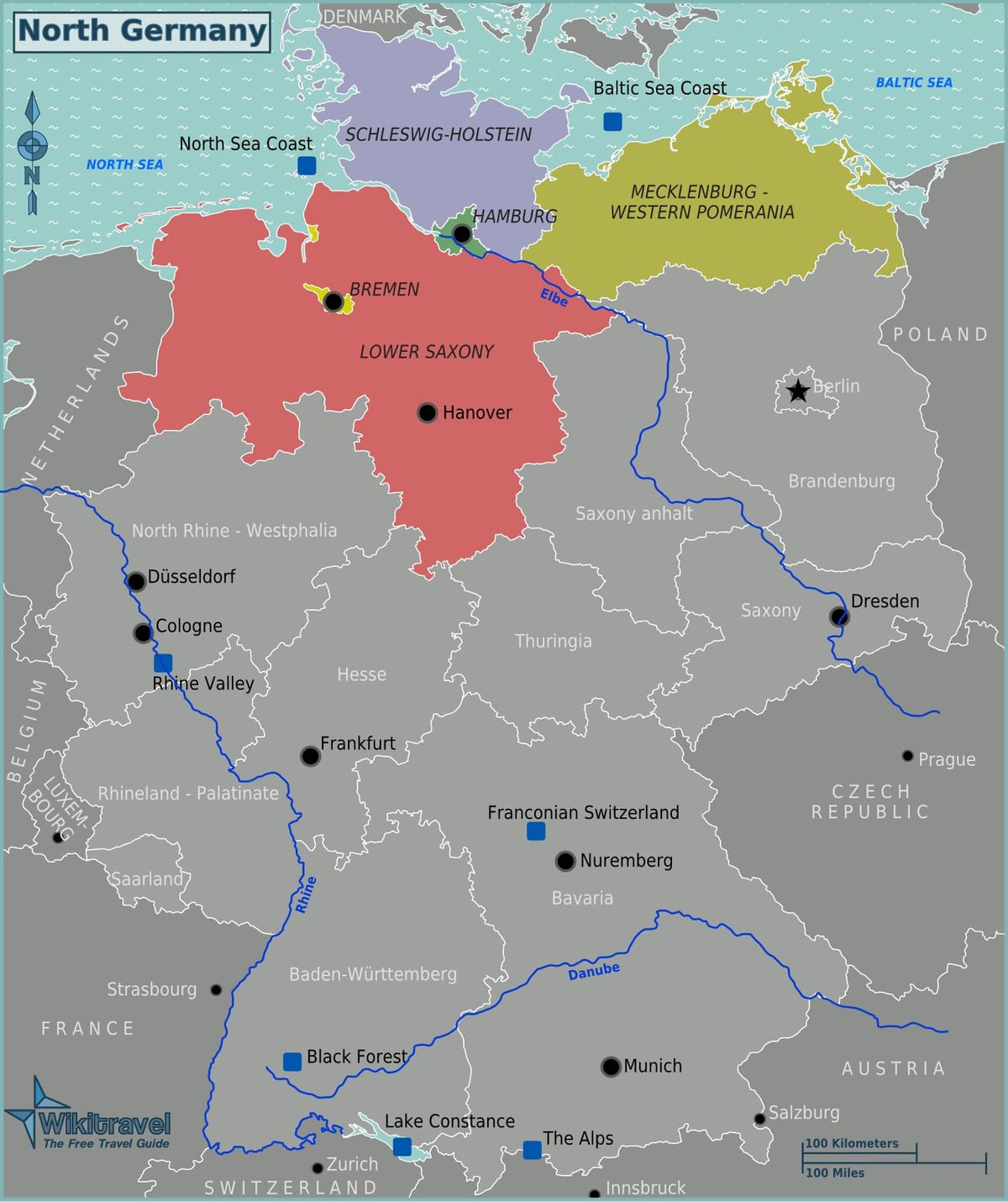 carte de l'Allemagne de la côte