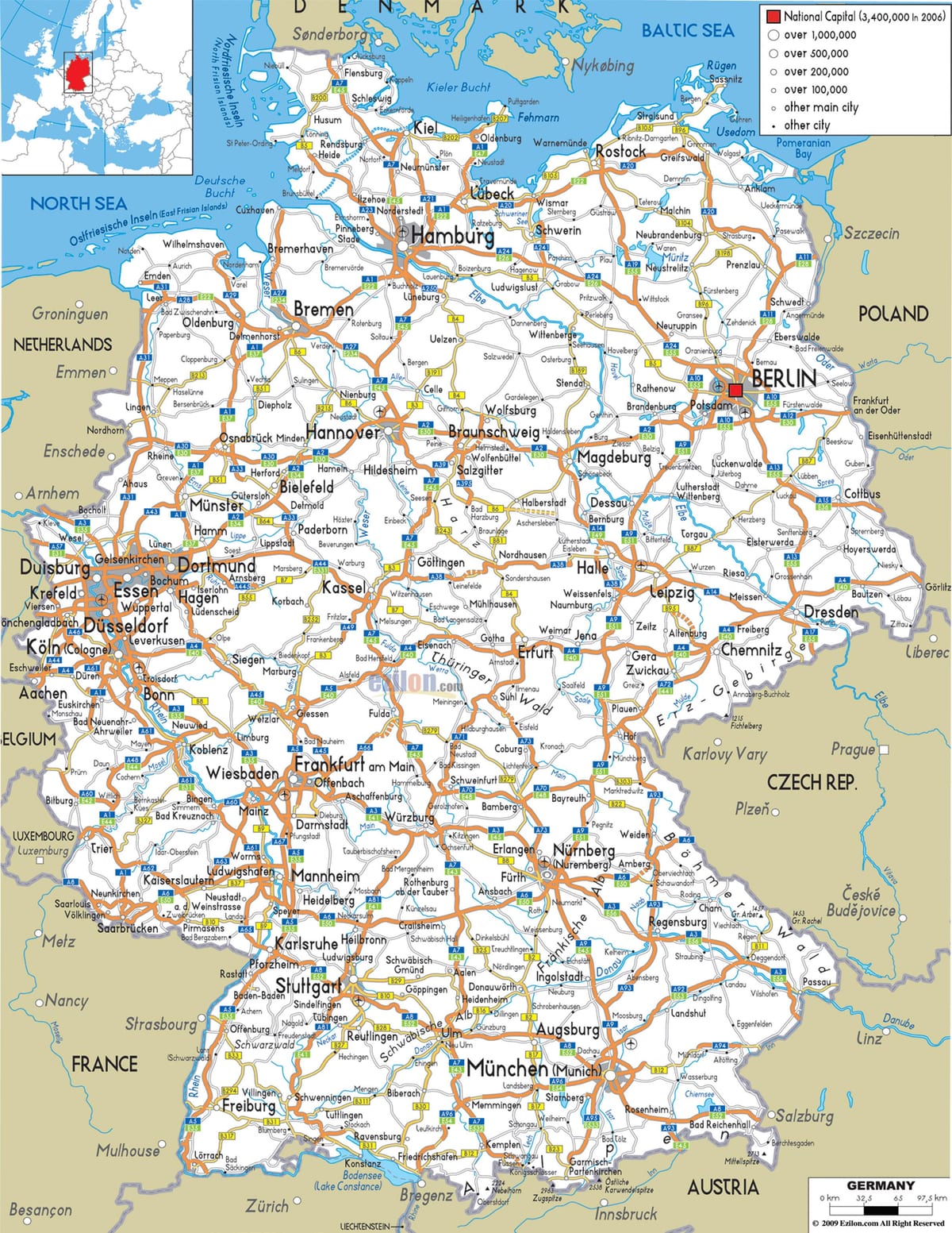 carte de l'Allemagne de transport