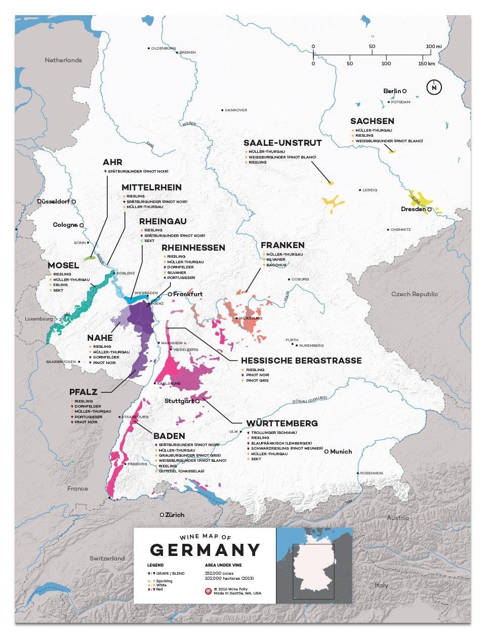 carte de l'Allemagne de vin