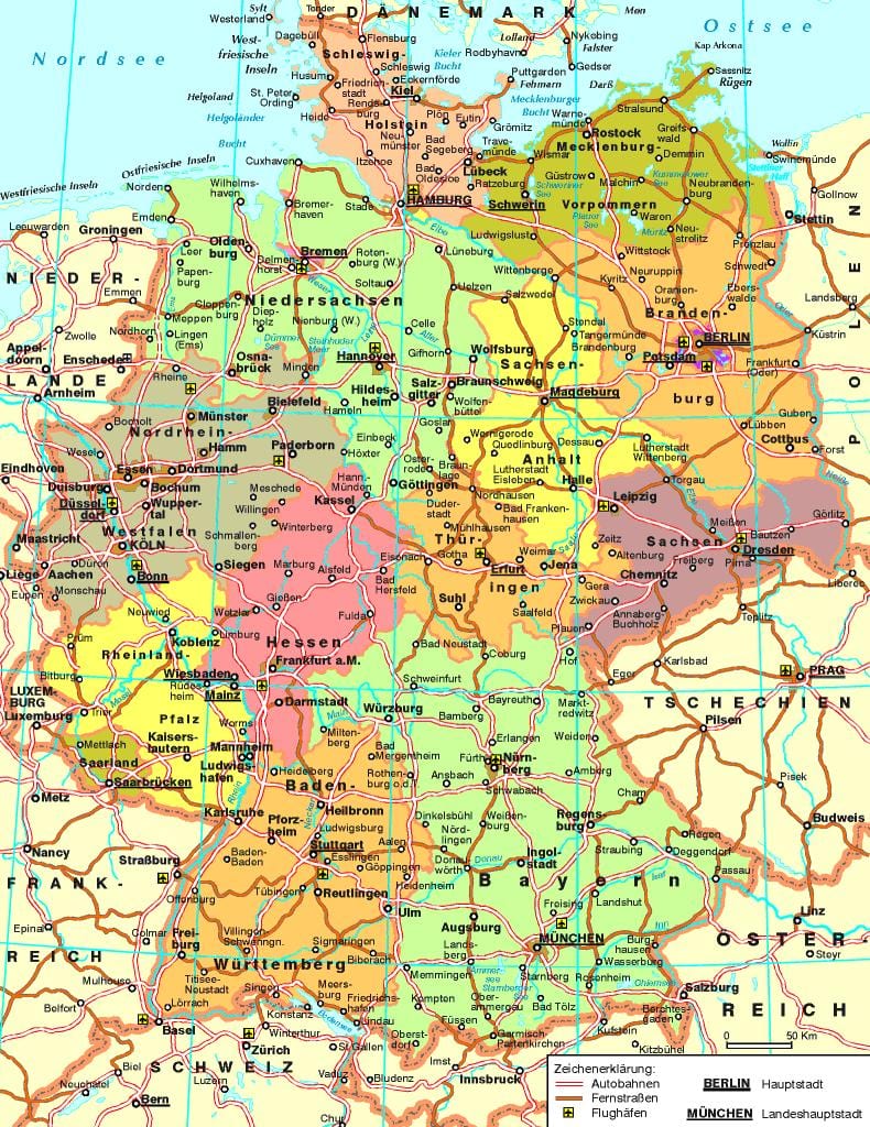 carte de l'Allemagne de l'autoroute