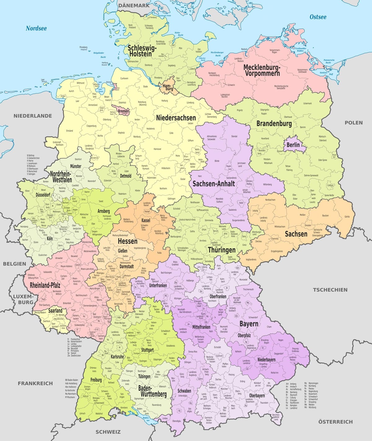 carte de l'Allemagne de district