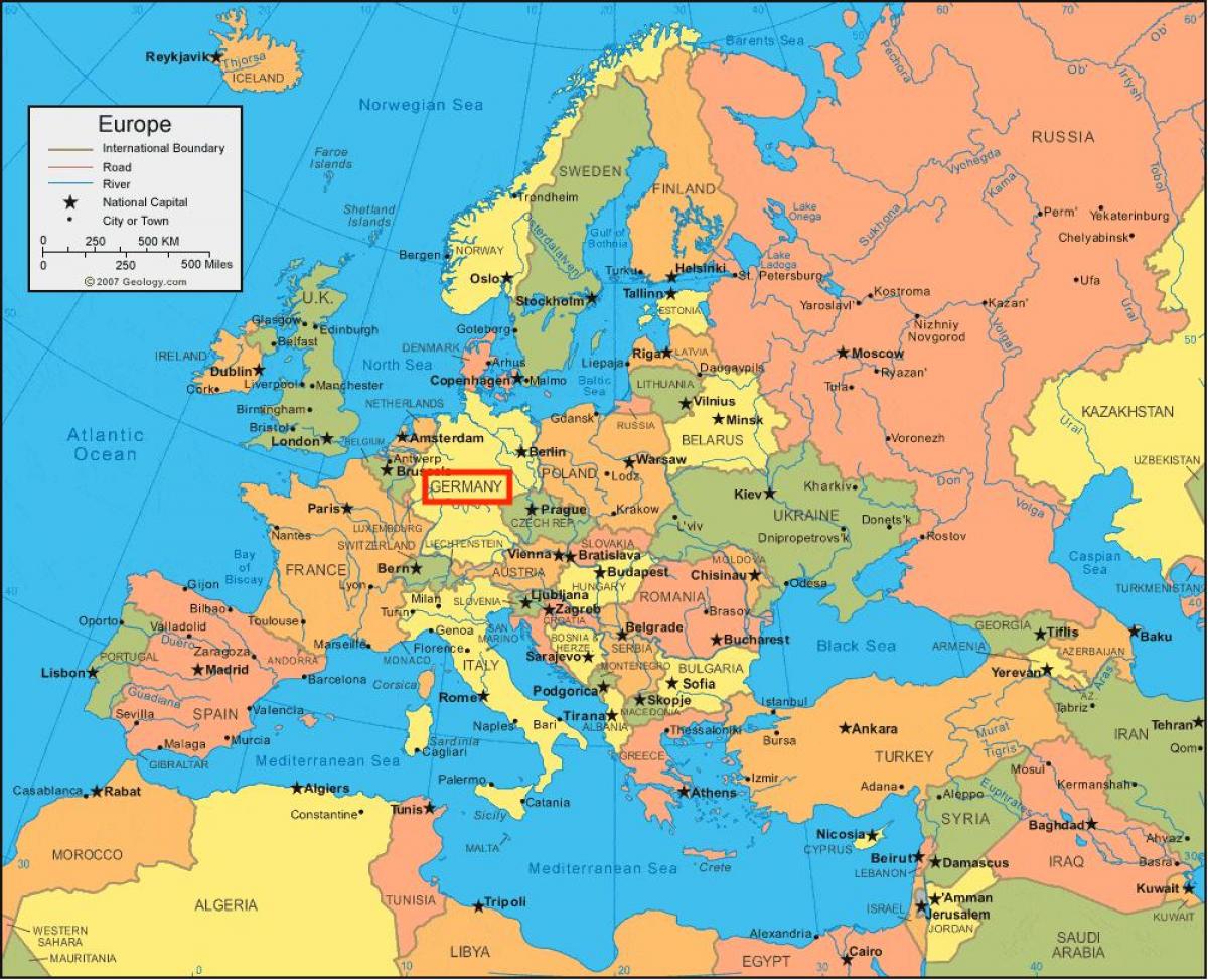 carte de l'Allemagne et de l'europe