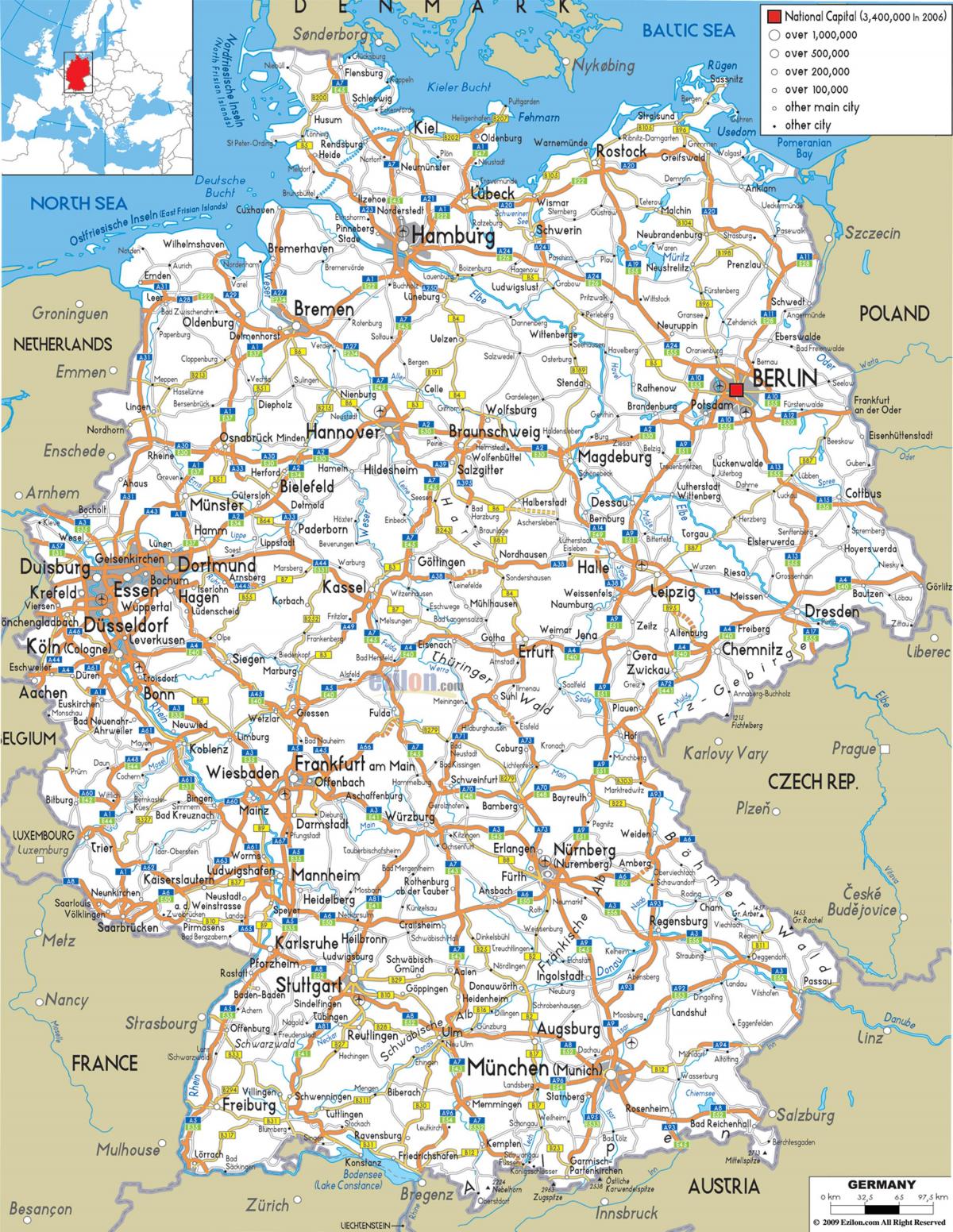 carte de l'Allemagne de transport
