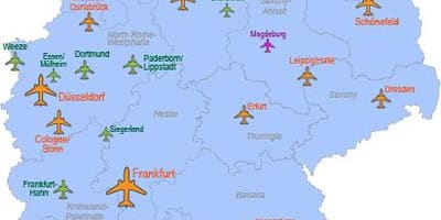 Les principaux aéroports en Allemagne carte