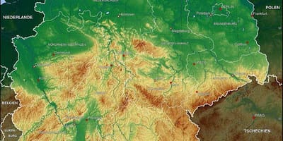 Carte de l'Allemagne de l'élévation