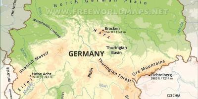 Carte de l'Allemagne topographiques