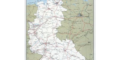Carte de l'Allemagne de l'ouest avec les villes