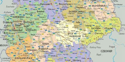 Feuille de route de l'Allemagne avec les villes et les villes