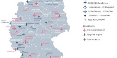 Carte de l'Allemagne montrant les aéroports