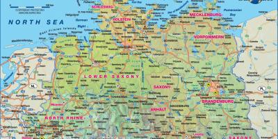 Carte de l'Allemagne du nord