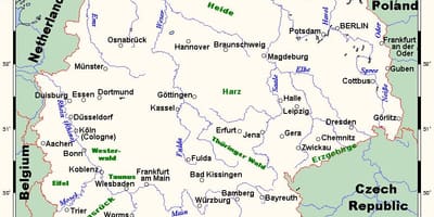Carte de l'Allemagne rivières