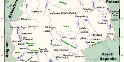 Carte de l'Allemagne rivières